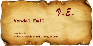 Vendel Emil névjegykártya
